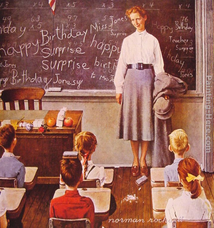 Norman Rockwell Teachers' Birthday painting anysize 50% off